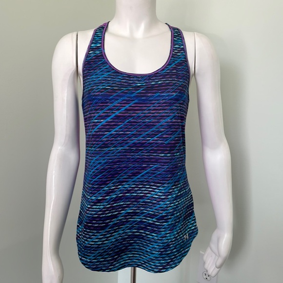 Under Armour HeatGear Purple Print Mesh Fitted Tank Medium - Picture 1 of 7